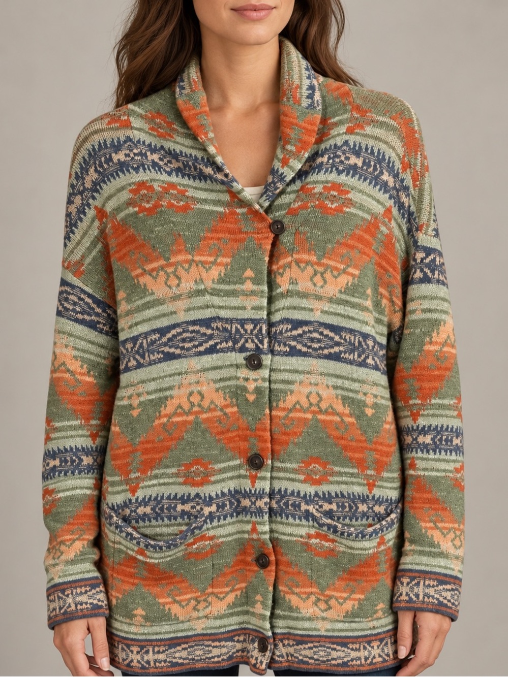 Denim & Supply Ralph Lauren Cardigan Sweater Aztec Southwestern Size Large
